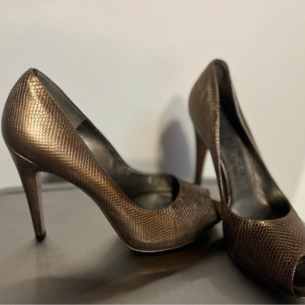 Salvatore Ferragamo Bronze Textured Heels